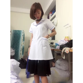 Áo Blu viền Xanh Dương Loại CAO CẤP dành cho điều dưỡng, y tá, dược sĩ.
