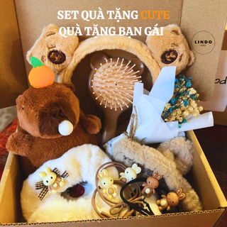 Set Quà Sinh Nhật Capybara LINDO, Quà Tặng Bạn Gái Các Dịp Đặc Biệt, 8/3, 20/10, 14/2, Capybara Cute