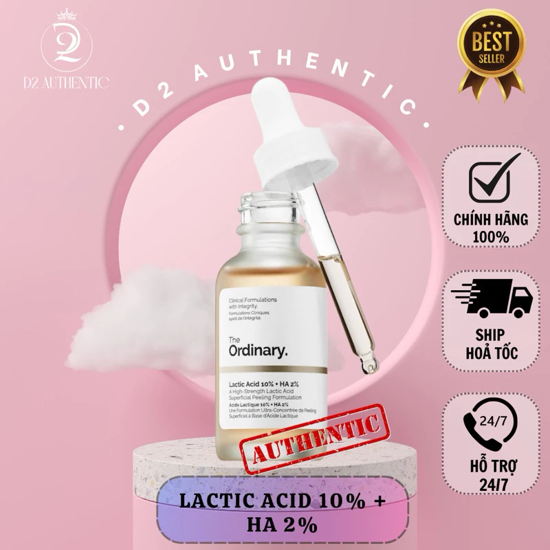 (Auth-Kèm Bill) Serum tẩy da chết hoá học - Lactic Acid 5% + HA và Latic Acid 10% + HA – The Ordinary