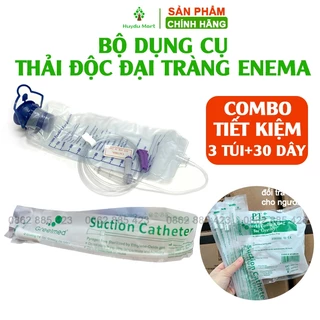 BỘ DỤNG CỤ THẢI ĐỘC ENEMA; combo 3 túi truyền súc ruột 1200ml + 30 dây truyền enema Huydumart