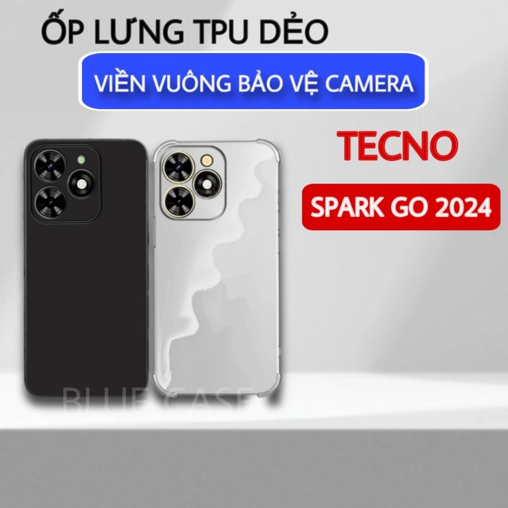 Ốp lưng Tecno Spark Go 2024 cạnh vuông | Vỏ điện thoại Techno bảo vệ camera toàn diện TRON