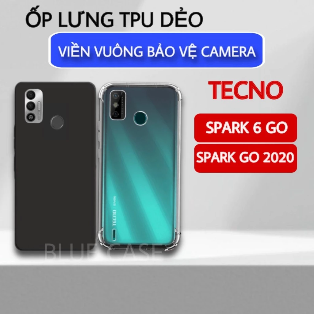 Ốp lưng Tecno Spark 6 GO cạnh vuông | Vỏ điện thoại Techno bảo vệ camera toàn diện TRON