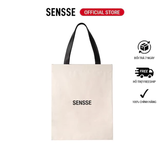 Túi Tote Vải Canvas Đeo Vai Sensse Unisex Quai Cầm Bằng Da Phù Hợp Nam Và Nữ Mang Hằng Ngày