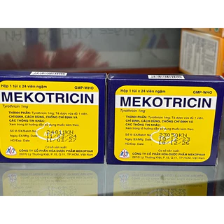 Viên ngậm Mekotricin 1mg giúp giảm ho đau rát họng viêm họng, amidan cấp tính, viêm miệng, viêm lợi (24 viên)