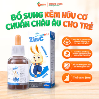 Kẽm Smartbibi ZinC Hộp 30ml - Kẽm Hữu Cơ Hỗ Trợ Bé Ăn Ngon, Cải Thiện RL Tiêu Hóa, Tăng hấp thu, TĐK