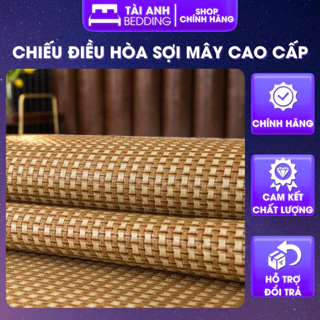 Chiếu Điều Hoà Sợi Mây Lót Lụa Cao Cấp Chiếu Có Chun Cài Góc Cao cấp Hàng Loại 1