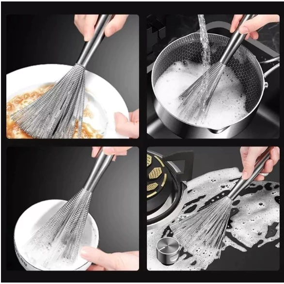 Chổi Chà Rửa Bằng Inox 304 Cọ Xoong Nồi Đánh Bóng Loại Bỏ Vết Bẩn Và Dầu Mỡ, Chổi Cọ Đa Năng 88494