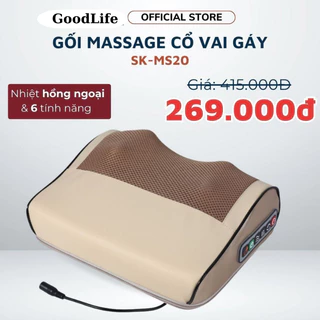 Gối Massage Cổ Vai Gáy Hồng Ngoại 20 Bi Thế Hệ Mới Bảo Hành Chính hãng 12 Tháng - GoodLife