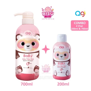 Combo 2 chai Sữa tắm gội Agi sữa tắm gội toàn thân 2 in 1 cho bé sơ sinh trẻ em 200ml 700ml