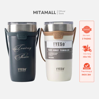 Ly giữ nhiệt TYESO Tumbler MITAMALL khắc tên theo yêu cầu, kèm theo ống hút và quai xách silicone