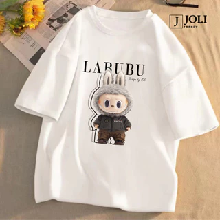 Áo Thun Nữ, Áo Phông Nam Nữ Unisex Tay Lỡ By JOLI Mã TN LaBuBu Moto In Hình Chất Cotton Form Rộng Phong Cách Ulzzang