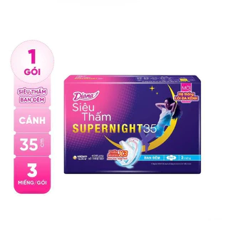 Băng vệ sinh Diana siêu thấm ban đêm Super Night 35cm (Gói 3 miếng)