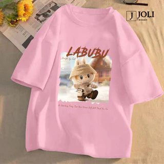 Áo Thun Nữ, Áo Phông Nam Nữ Unisex Tay Lỡ By JOLI Mã TN LaBuBu Snow In Hình Chất Cotton Form Rộng Phong Cách Ulzzang