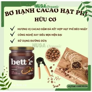 Bơ cacao hạt phỉ hữu cơ (Halzenut Cocoa Spread) - Bett'r - 250g