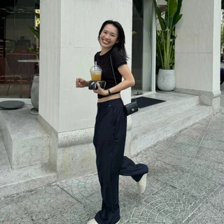 TheBlueTshirt - Quần tây ống suông nữ - Straight Leg Cotton Trousers - Navy