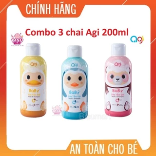 Combo 3 chai Sữa tắm gội cho bé AGI 2 in 1 200ml