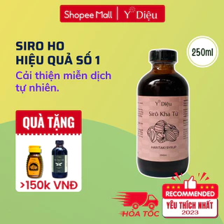 Siro kha tử Y Diệu, hiệu quả nhanh, giảm ho, viêm họng, long đờm, siro ho thảo dược cho người lớn lành tính, lọ 250ml