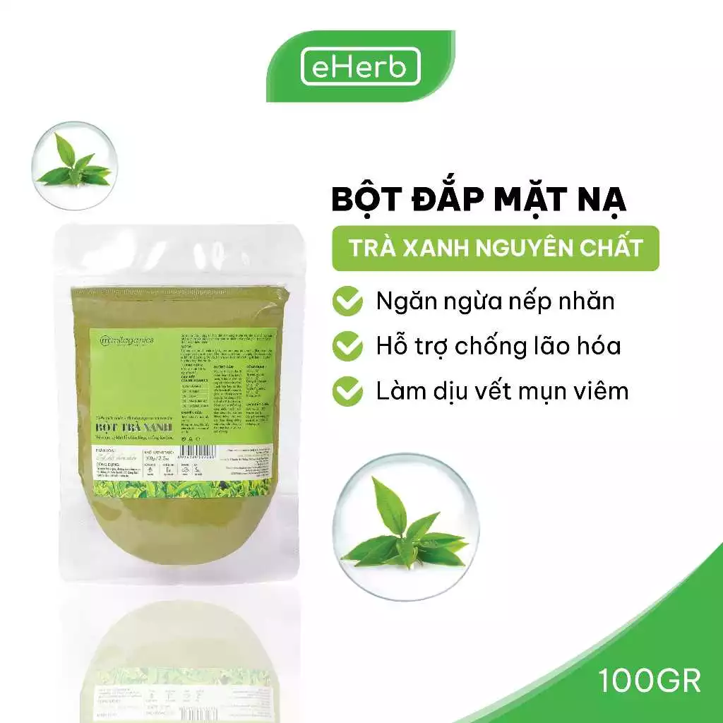 Bột Trà Xanh Nguyên Chất Đắp Mặt Nạ Ngừa Mụn, Da Trắng Mịn, Ngừa Nếp Nhăn MILAGANICS 100g (Túi Zip)