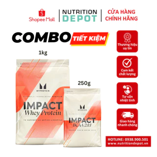 [Tiết Kiệm] Combo Tăng cơ và phục hồi cơ - Impact Whey Protein 1kg và BCAA 250g Myprotein – Nutrition Depot Vietnam