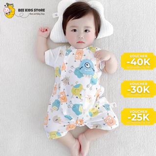 Áo liền quần cho bé họa tiết hoạt hình chất liệu cotton mềm mịn cho bé 0 đến 18 tháng tuổi, Bộ liền quần sơ sinh 1019