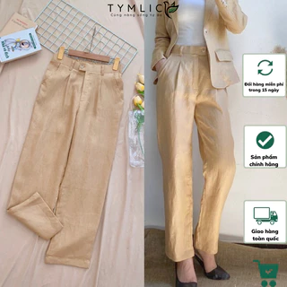 (Set Lẻ) Quần Baggy Thời Trang Linen Tưng Bố Premium Màu Nâu TYMLIC