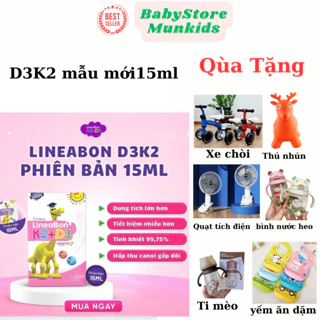 D3 K2 Mẫu Mới Lineabon hồng 15ml tinh khiết hỗ trợ hấp thu canxi dạng nhỏ giọt tiện lợi cho bé