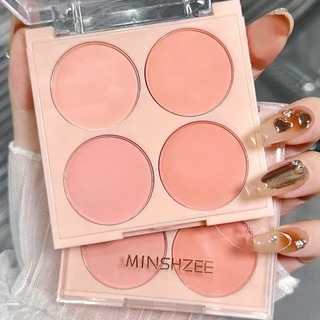 Phấn má hồng Minshzee, bảng phấn má hồng đơn sắc 4 ô nội địa trung F19 Sammi beauty