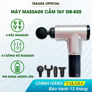 Súng Massage Cầm Tay Mát Xa Trị Liệu Toàn Thân TAKARA Với 4 Đầu Thay Thế Và 6 Cấp Độ Giảm Đau Mỏi Cơ GB-820