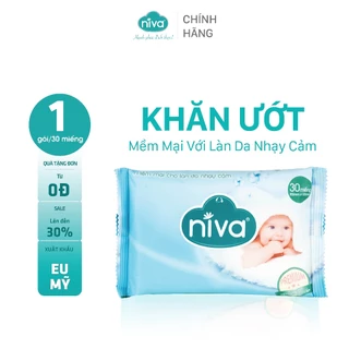 Khăn Ướt NIVA Gói 30 Tờ  Đa Năng Tiện Dụng, Diệt Khuẩn An Toàn Cho Trẻ Sơ Sinh Da Nhạy Cảm