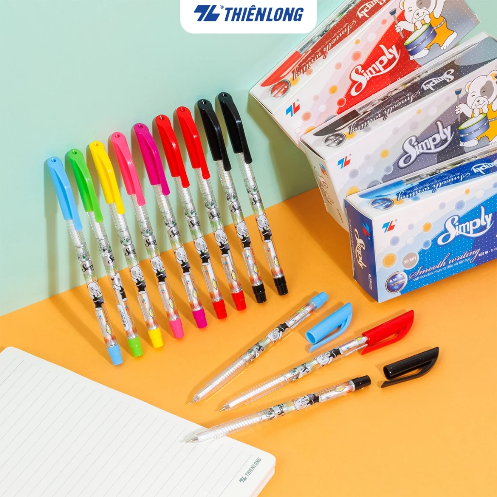 Combo 5/10/20 Bút bi Thiên Long TL-062 ngòi 0.38mm mực xanh/đỏ/đen có nắp đậy, đầu bi nhỏ tạo nét viết thanh mảnh