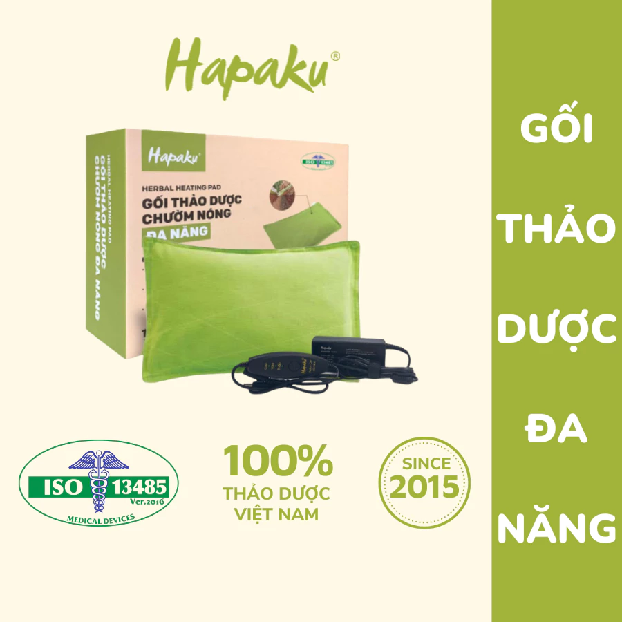 Gối Chườm Nóng Thảo Dược Hapaku Làm Nóng Bằng Điện - Giảm Đau Cổ Vai Gáy, Chườm Bụng Sau Sinh Size 38 x 23 x 4.5cm