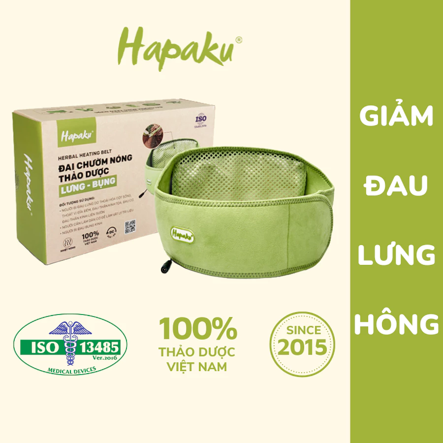 Đai Chườm Nóng Thảo Dược Lưng Bụng Hapaku, Giảm Nhức Mỏi Lưng Bụng Sau Sinh, Làm Nóng Bằng Điện