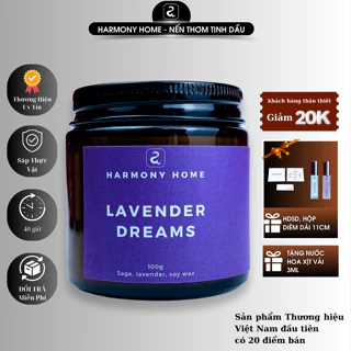 Nến thơm Lavender Dreams [A] Harmony Home - Hương hoa Lavender, xô thơm,100g, sáp tự nhiên