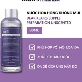 Nước Hoa Hồng Không Mùi Dear Klairs Dưỡng Ẩm Da Và Làm Mềm Da Supple Preparation Unscented (180ml) JP 4.0