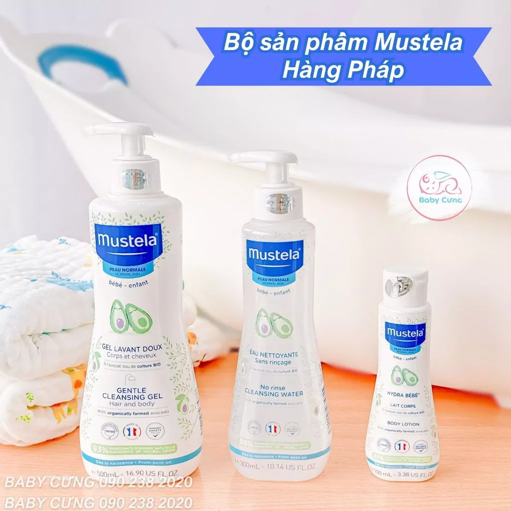 Sữa tắm gội Mustela Gentle Cleansing Gel 500ml/200ml - Hàng Pháp