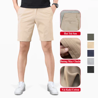 Quần Short Âu Kaki Nam Vicenzo Vải Cotton Dày Dặn, Quần Đùi Nam Kaki