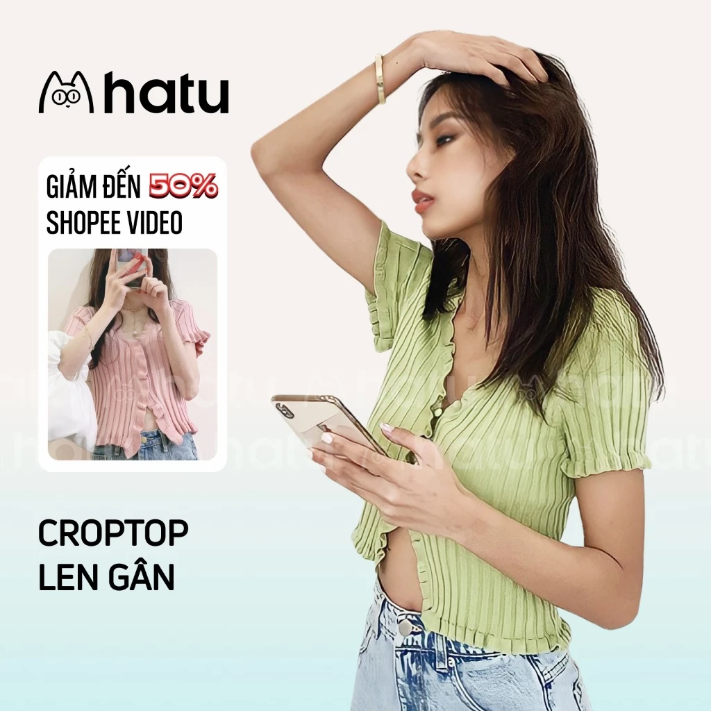 Áo thun Croptop nữ, Áo thun gân Babytee tiểu thư cá tính cổ viền bèo phối cúc Jennie, hot Douyin, ulzzang Hàn - 4 Màu