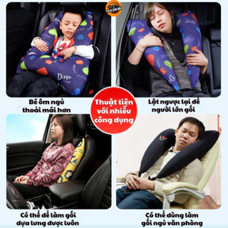 Gối ôm đai dây an toàn ngồi ô tô cho bé, tựa đầu xe hơi cho trẻ em, thiết kế chắc chắn êm ái với chất liệu ruột BôngPP