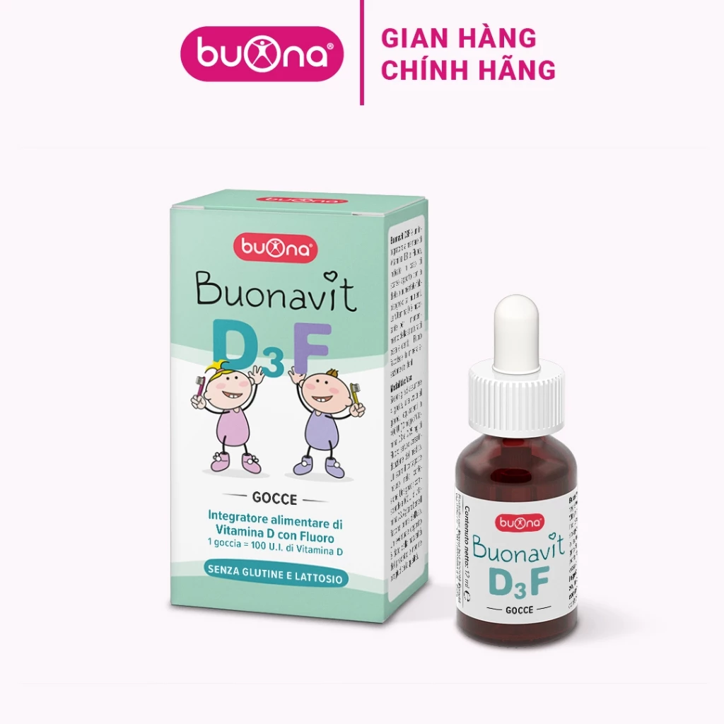 Buonavit D3F – Bổ Sung  Vitamin D3 Và Flor Dạng Nhỏ Giọt, Giúp Tăng Hấp Thu Canxi, Răng Đẹp Dáng Cao - Lọ 12ml