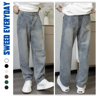 Quần Jean Nam Ống Rộng Dáng Suông Wash Retro 2 Màu Chất Liệu Jean Dày Dặn Artemis Fashion