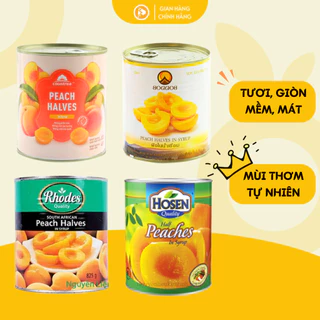 Đào Lon Ngâm Boddob, Rhodes, Hosen, Countree (825gr) giòn tan, ngọt tự nhiên làm nguyên liệu pha chế