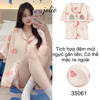 (𝐍𝐄𝐖 𝐀𝐑𝐑𝐈𝐕𝐀𝐋) Bộ Ngủ Cổ Bẻ Trendy Có Đệm Ngực Form Dáng Ngắn Trendy, Dễ Mặc, Chất Liệu Vải Crepe Cotton Thun