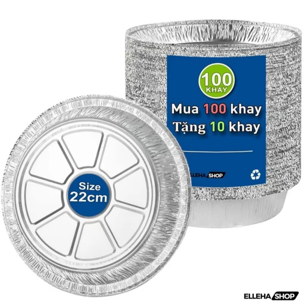 Combo 150 khay tặng thêm 10 khay size 22cm (nồi 5L - 12L) lót nồi chiên không dầu, lò nướng, đĩa nhôm đựng thức ăn