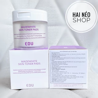 [DATE 14/12/2025] Hộp 60 miếng Toner Pad dưỡng trắng, mờ thâm sạm chứa Niacinamide, HA, B5 & AHA EOU Madewhite Skin 140g