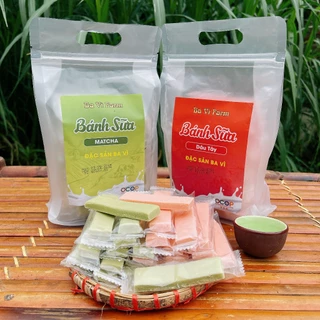 COMBO VỊ MỚI 500gr Bánh Sữa Vị MATCHA + 500gr DÂU TÂY Đặc Sản Bánh Sữa Ba Vì Food Cake - BAVIFARM