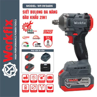 Siết bulong WORKFIX WF-IW360N đầu 2 trong 1 Lực siết 360Nm bảo hành chính hãng 12 tháng