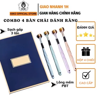 Bàn Chải Đánh Răng Kiko Combo 4 Chiếc Chữ U Lông Mềm Mại Làm Sạch Sâu