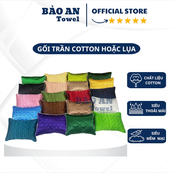 M2 Gối trần bông cotton spa, gối xe, gối mầm non