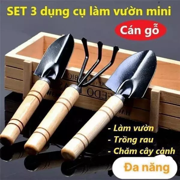 Bộ 3 Món Dụng Cụ Làm Vườn To (Xẻng Làm Vườn - Xới Đất - Cào Đất)