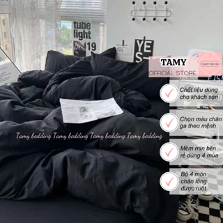 Bộ ga gối màu trơn Cotton TC notag Bộ ga gối cotton TC bộ ga gối hàn quốc nhà Tamy Bedding mẫu mới 2023 có vỏ chăn